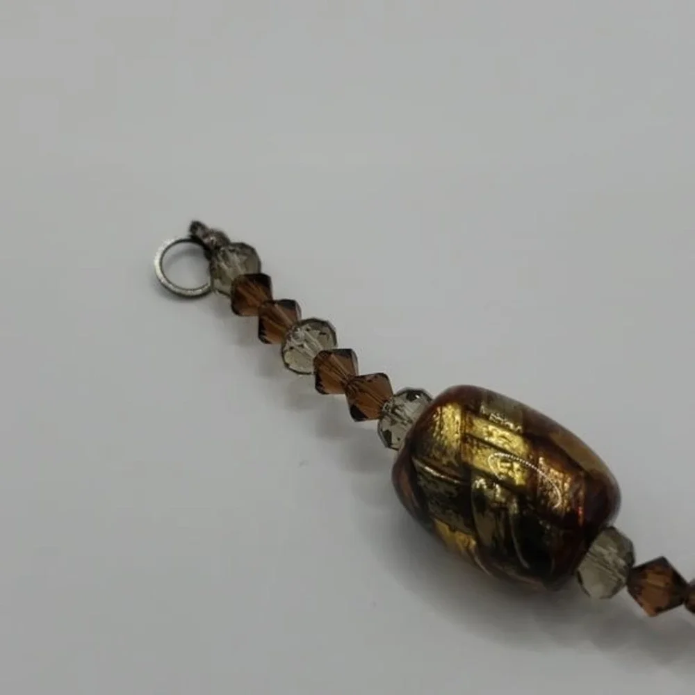 Elegant Glass Bead Bracelet Gold‎ Black Brown Crystal Accents Silver Clasp